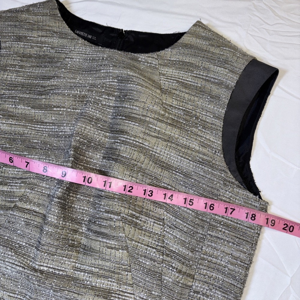 Lafayette 148 New York Tan/Brown Wool Blend Sleeveless Shift Dress Size Large - Picture 6 of 10